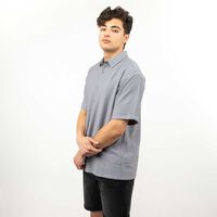 Camisa Manga Corta Hombre Icono Azul, Ecru, Negro