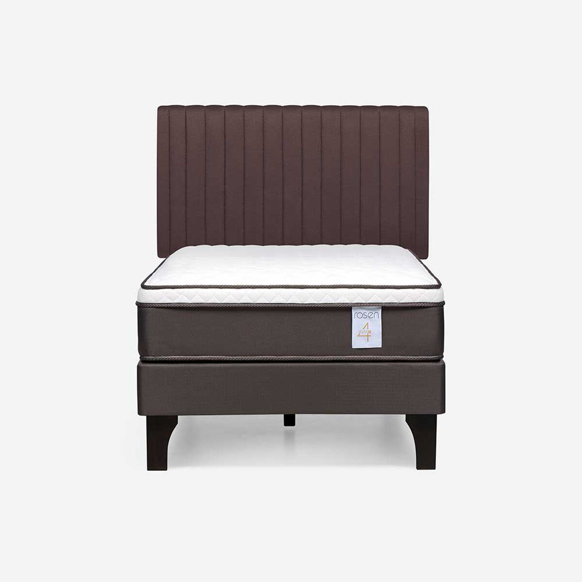 Cama Europea Rosen 1,5 Plazas New Style 4 + Respaldo Caf&eacute;