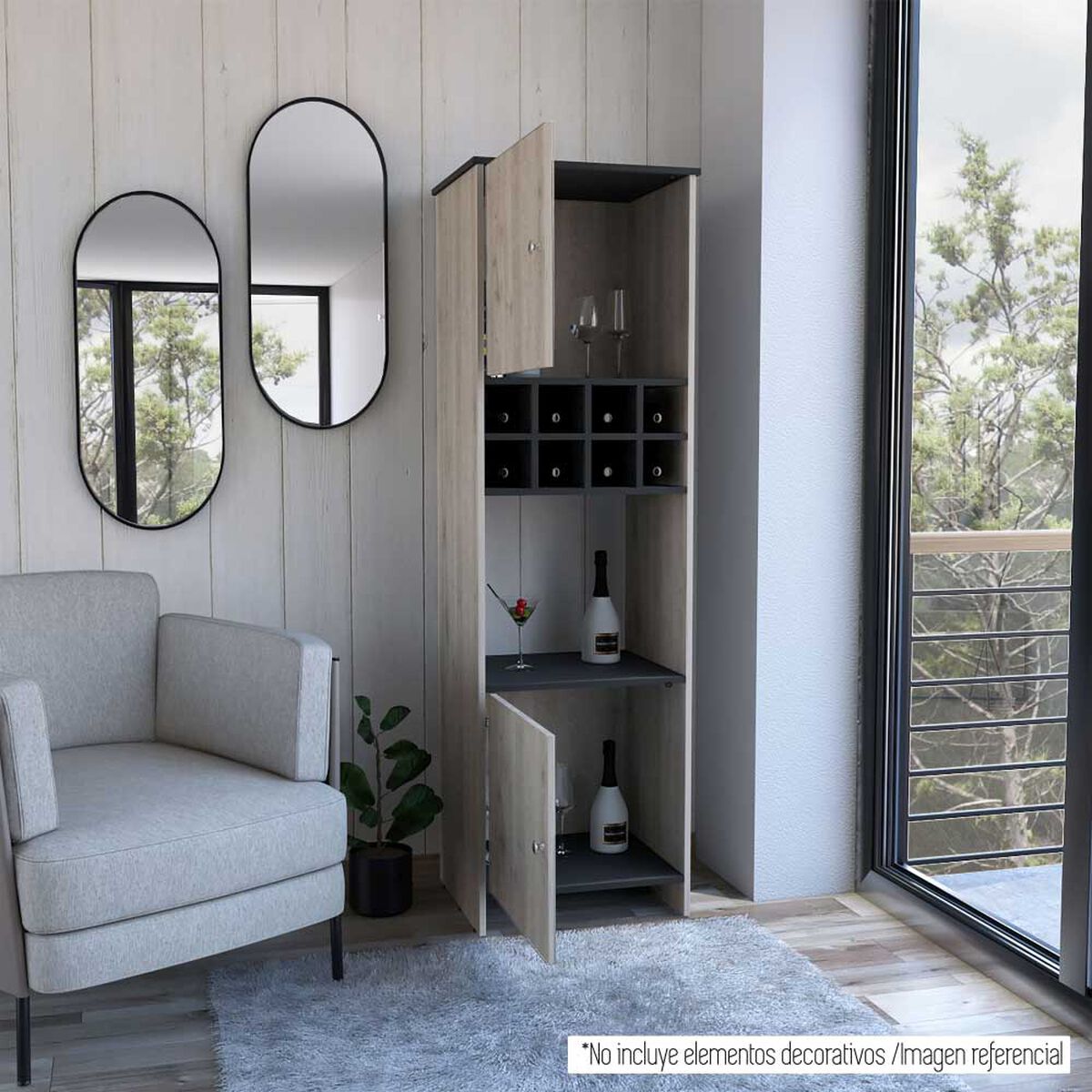 Bar TuHome Bi Color Ceniza Wengue 2 Puertas