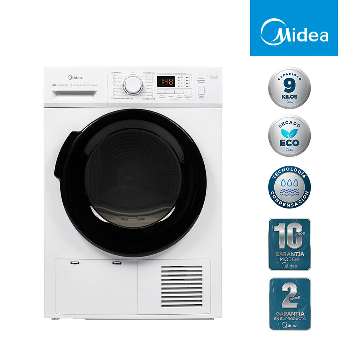 Secadora de Ropa Midea MSC-90B08E 9 kg.