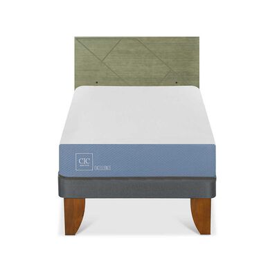 Cama Europea CIC 1 Plaza Excellence + Respaldo Villarrica Olivo