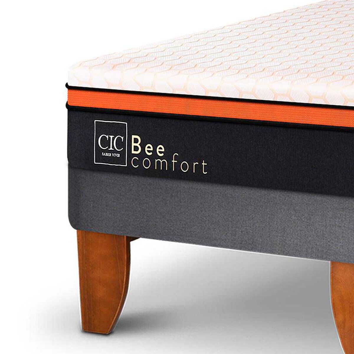 Cama Europea CIC Base Dividida 2 Plazas Bee Comfort + Respaldo + 2 Veladores