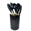 Combo Cocina a Gas Midea MCG-4QPI24NSCG 4 Quemadores + Set 5 Cuchillos + Pelador Zibel LK-NK73 Negro + Set 6 Utensilios de Cocina Casanova T4043-3A Negro