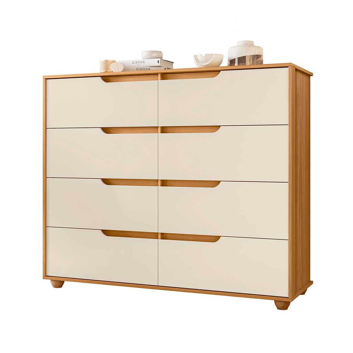 Combo Cl&oacute;set 4 Puertas 2 Cajones + C&oacute;moda 8 Cajones Vekkahome Mobi Beige