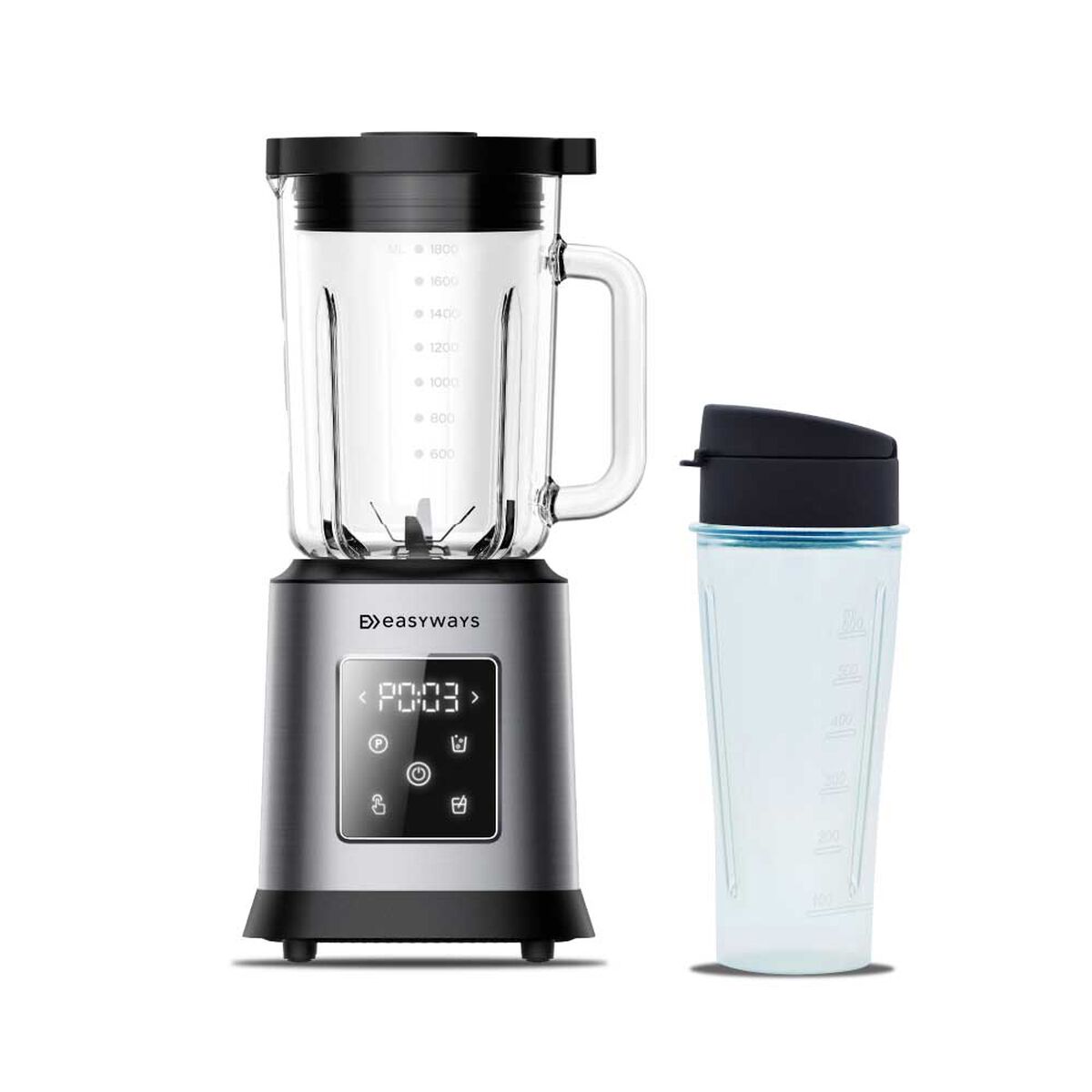 Licuadora Easyways PowerBlend 1,8 Litros + Vaso to GO Silver