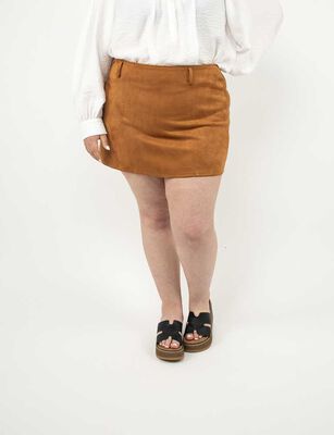 Imagen 1 del producto Falda Mini Terciopelo Plush Mujer Extralindas Cafe