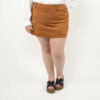 Falda Mini Terciopelo Plush Mujer Extralindas Cafe