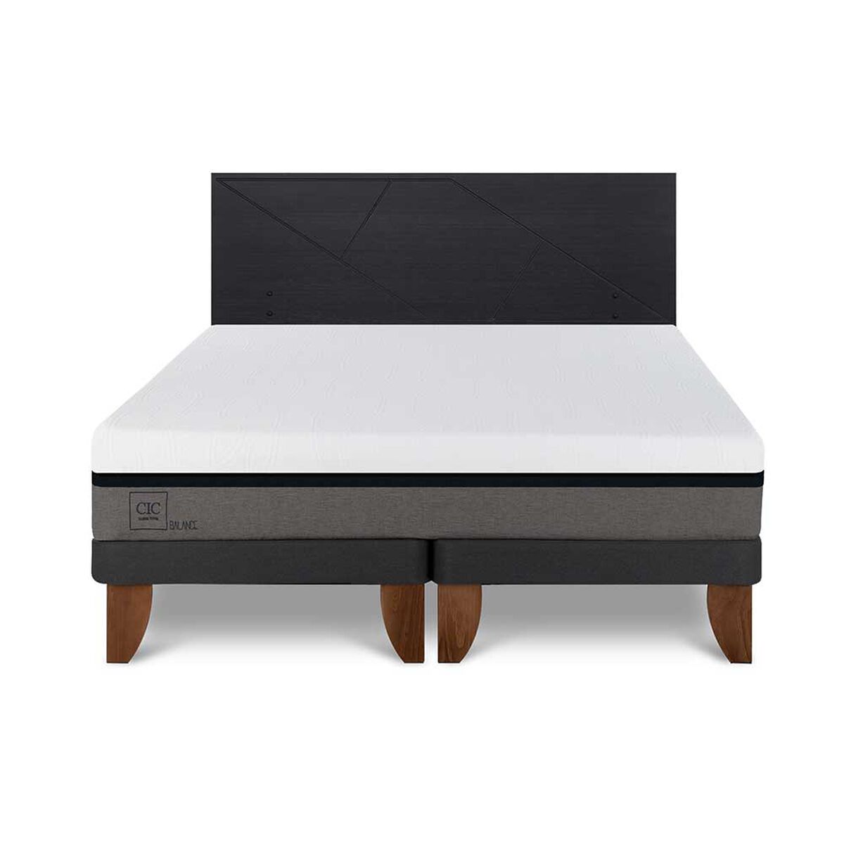 Cama Europea CIC Base Dividida King Balance + Respaldo Villarrica Negro