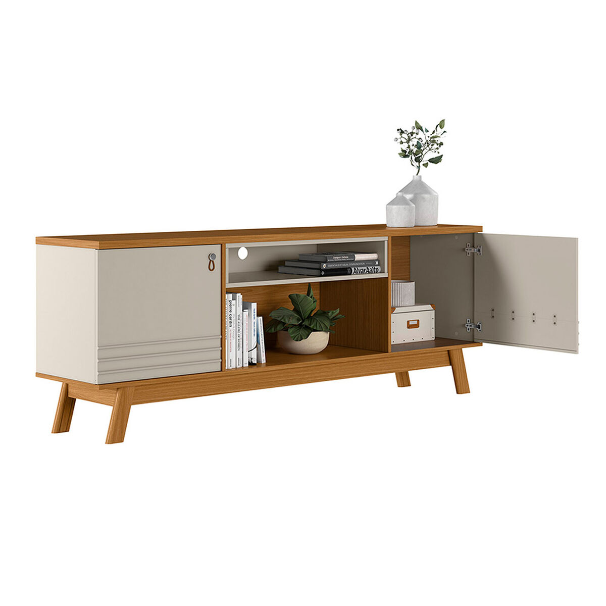 Rack TV Di Poretti Design Colorado Hasta 75" Caf&eacute; Claro