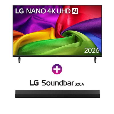 Smart TV 55" LG 4K Ultra HD WebOS  55NU800BPSB + Soundbar LG S20a