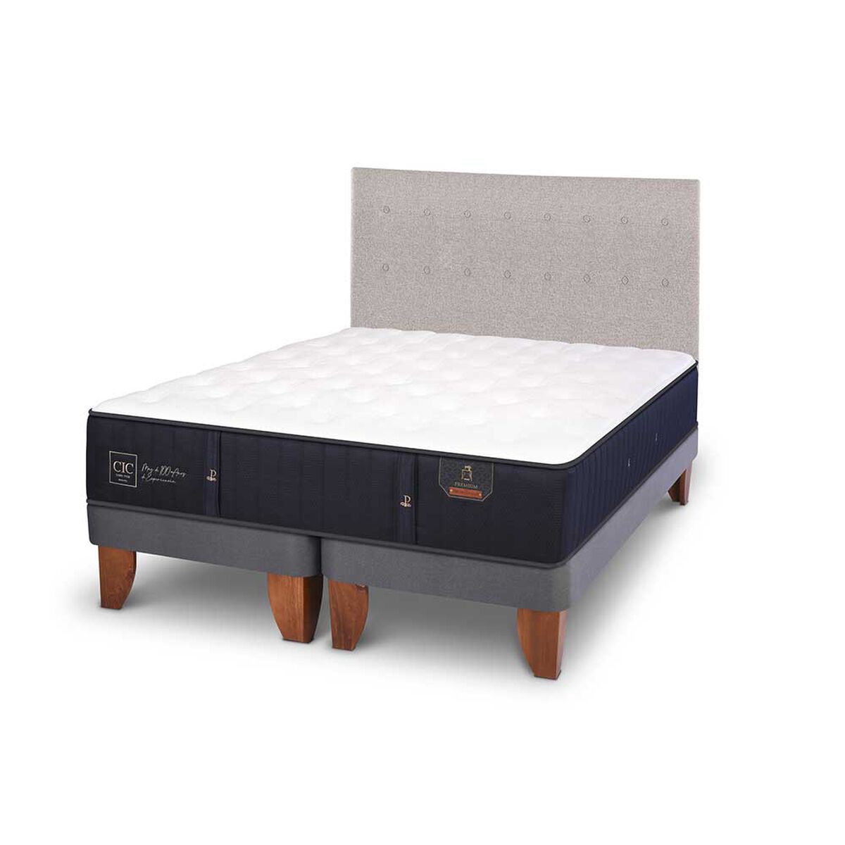 Cama Europea CIC Base Dividida King Premium + Respaldo Tigris