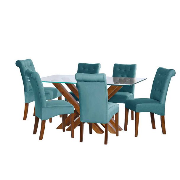 Juego de Comedor Latam Home Merida 6 Sillas Turquesa