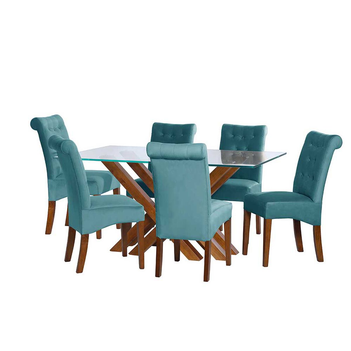 Juego de Comedor Latam Home Merida 6 Sillas Turquesa