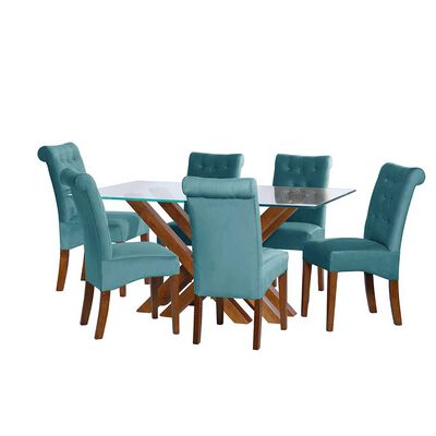Imagen 1 del producto Juego de Comedor Latam Home Merida 6 Sillas Turquesa
