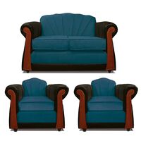 Juego de Living Elegant Detail Marsella Sofá 2 Cuerpos + Dos Sillones 1 Cuerpo Azul