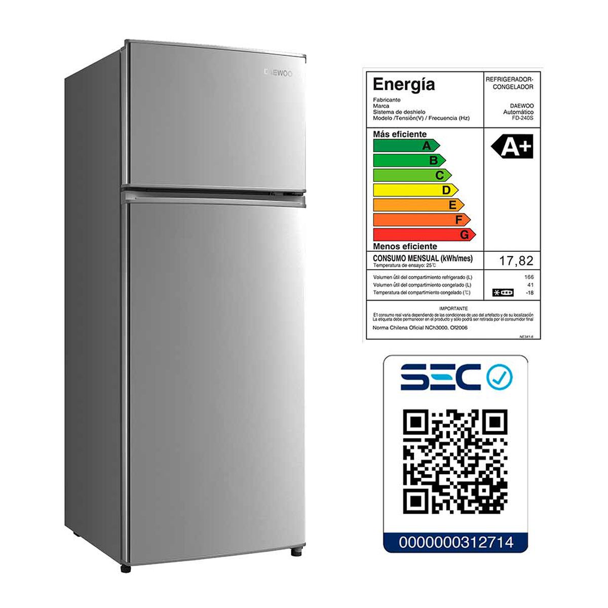 Refrigerador Frío Directo Daewoo FD-240S 207 lt