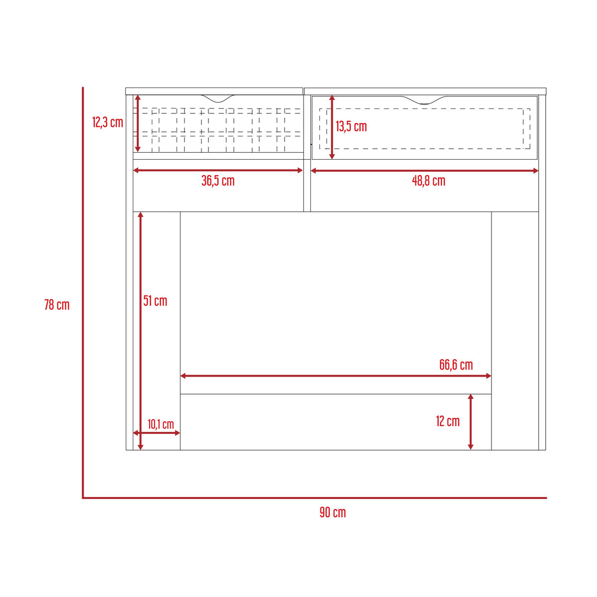 Mueble de Tocador + Velador Con Espejo + Cómoda 4 Cajones 1 Puerta Perla