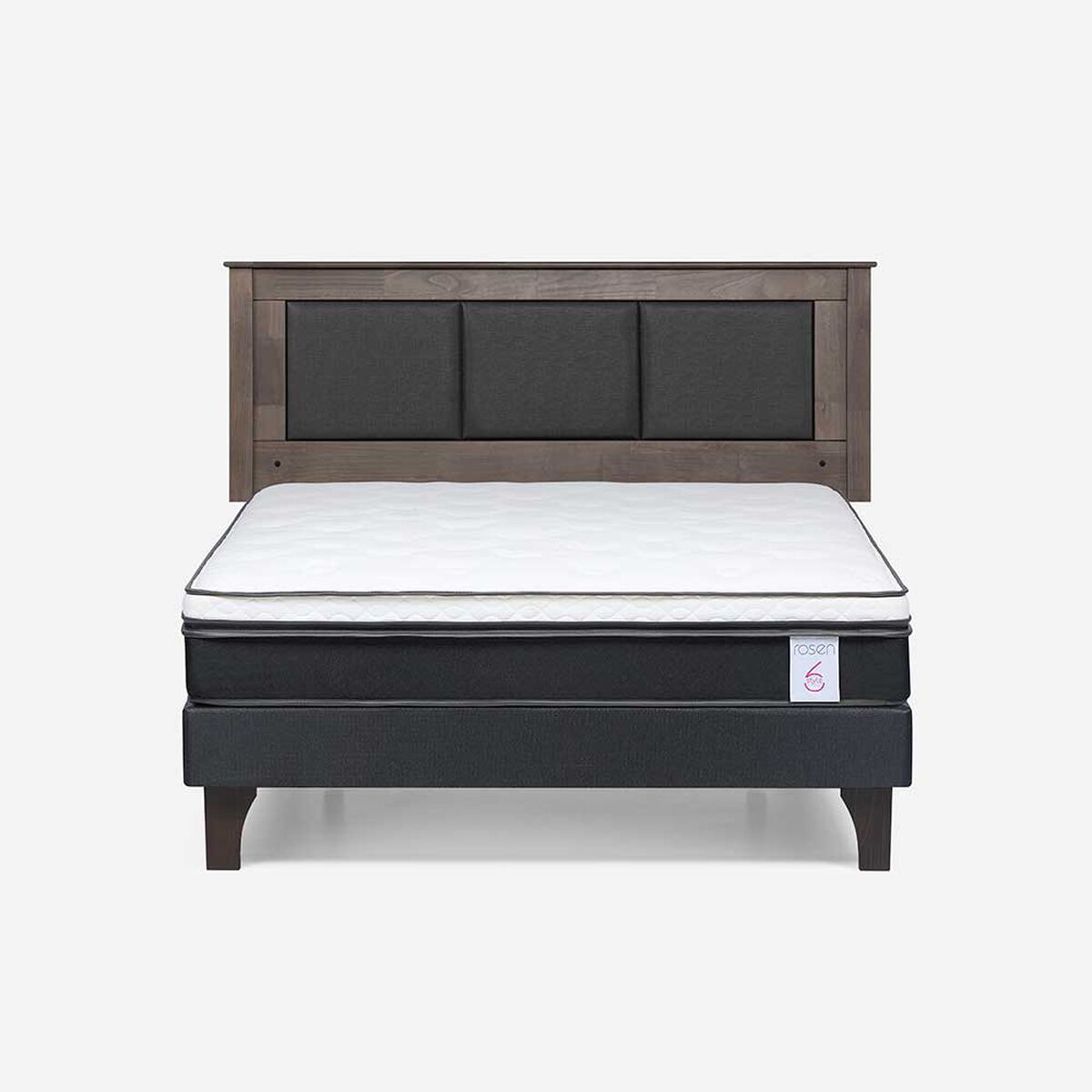 Combo Cama Europea Rosen 2 Plazas New Style 6 BN + Respaldo Rachel