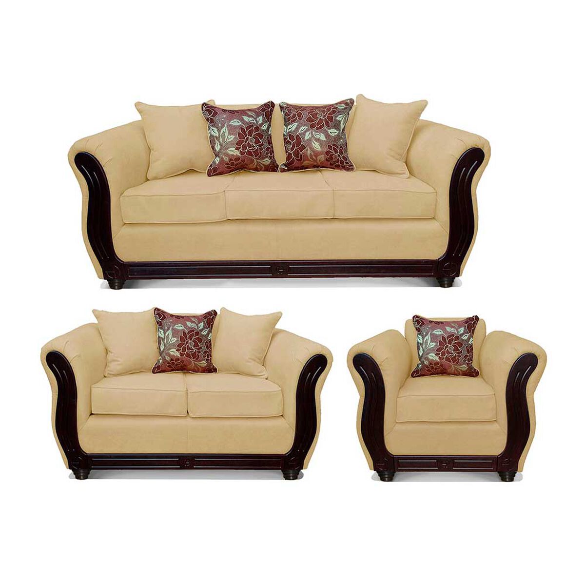 Juego de Living Elegant Detail Girona Sofá 3 Cuerpos + Sofá 2 Cuerpos + Sillón 1 Cuerpo Beige