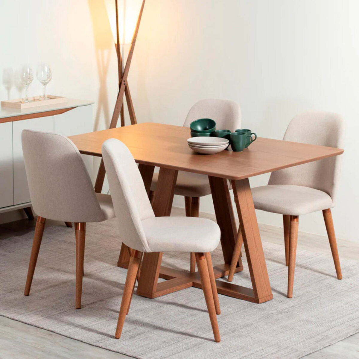 Juego de Comedor Decocasa Avena 4 Sillas Beige