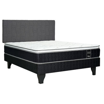 Cama Europea Celta 2 Plazas Black Soul + Respaldo Gijón Acolchado