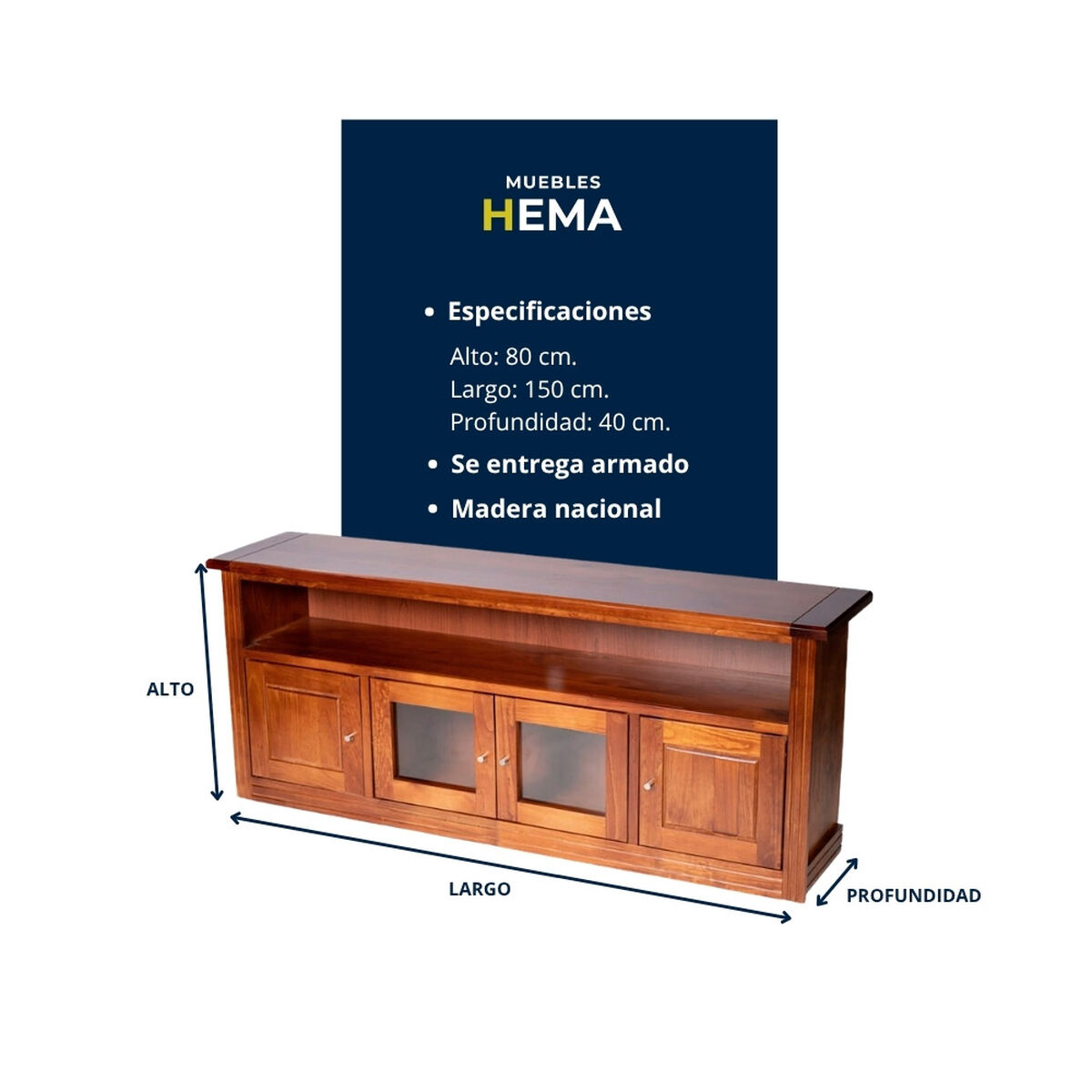 Rack TV Muebles Hema Berlin Hasta 70" Nogal Vidrio