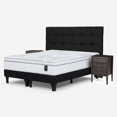 Imagen 2 del producto Cama Europea Rosen Base Dividida King Art 4 + Respaldo + 2 Veladores Issey