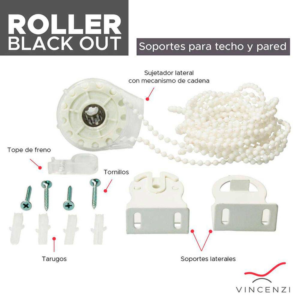 Cortina Roller Blackout Vincenzi Blanco 220 x 230 cm