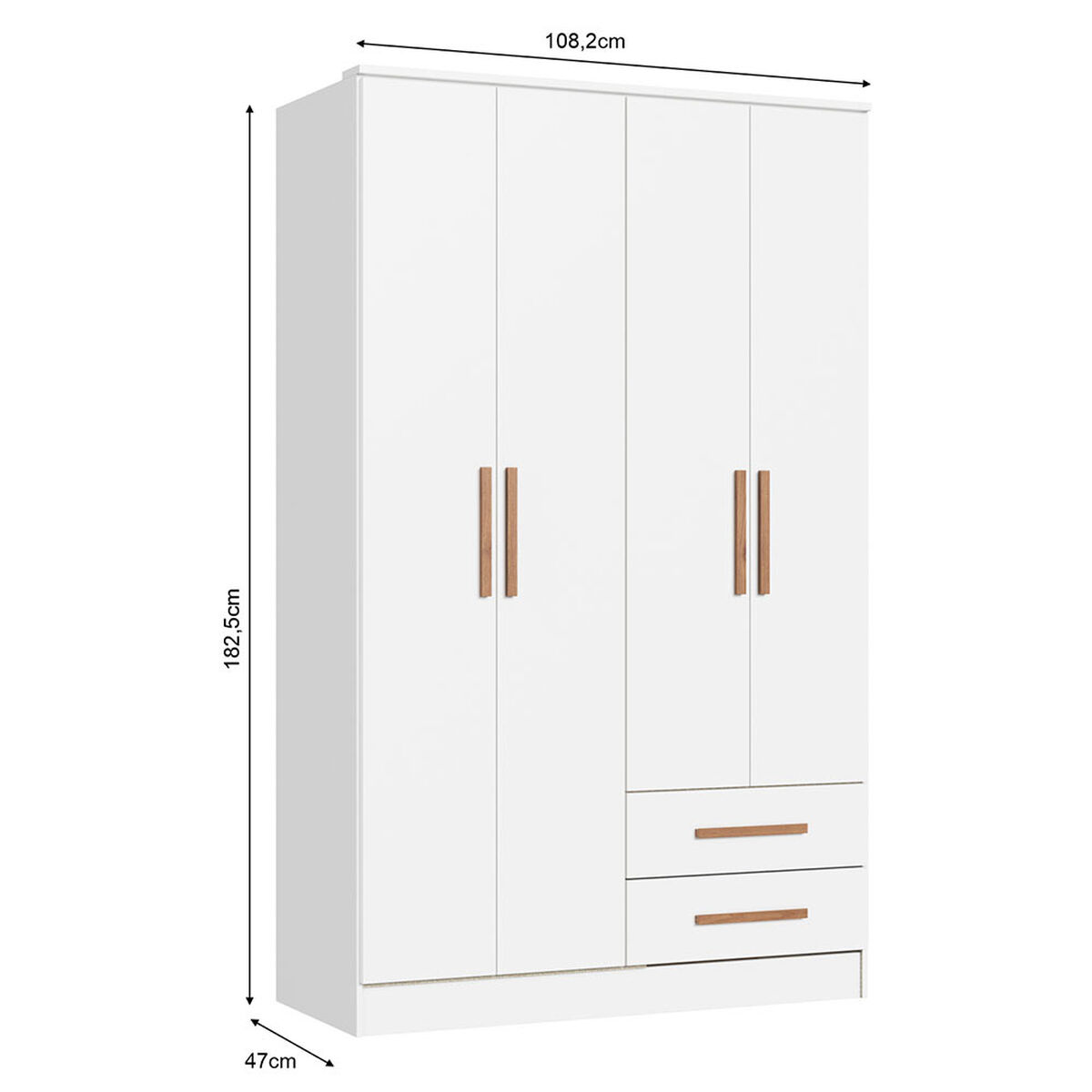 Closet Vekkahome Americano 4 Puertas 2 Cajones Blanco