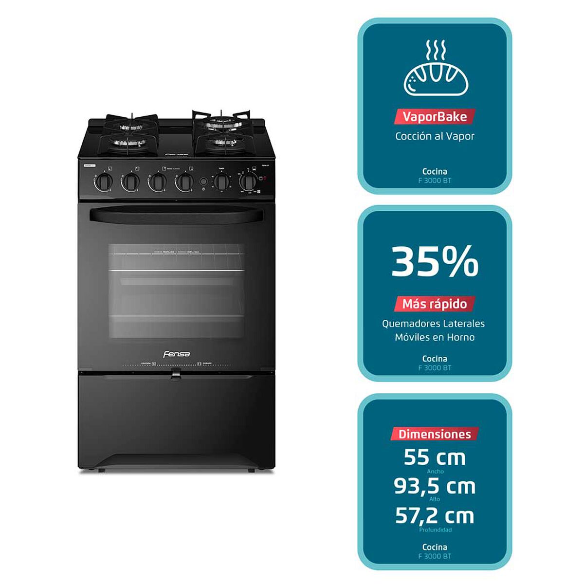 Cocina a Gas Fensa F 3000 BT 4 Quemadores