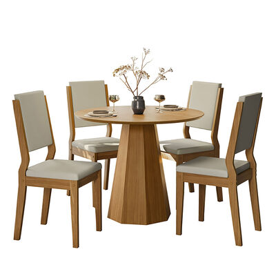 Juego de Comedor VekkaHome Isa 4 Sillas Gris