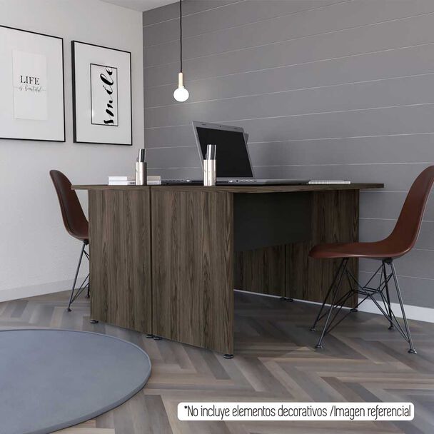 Escritorio Recto TuHome Home Office Negro Soft Coñac