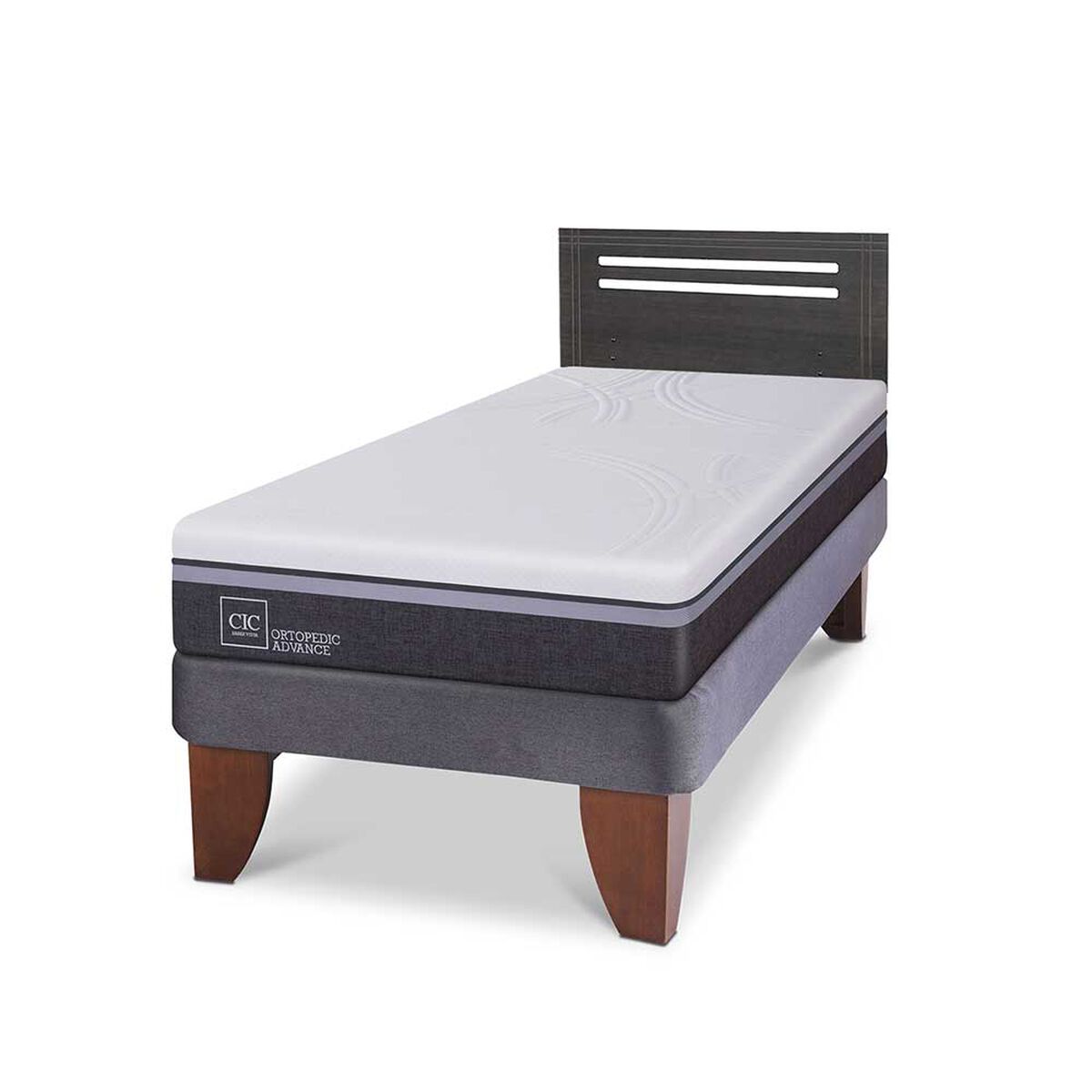 Cama Europea CIC 1,5 Plazas Ortopedic Advance + Respaldo Munich