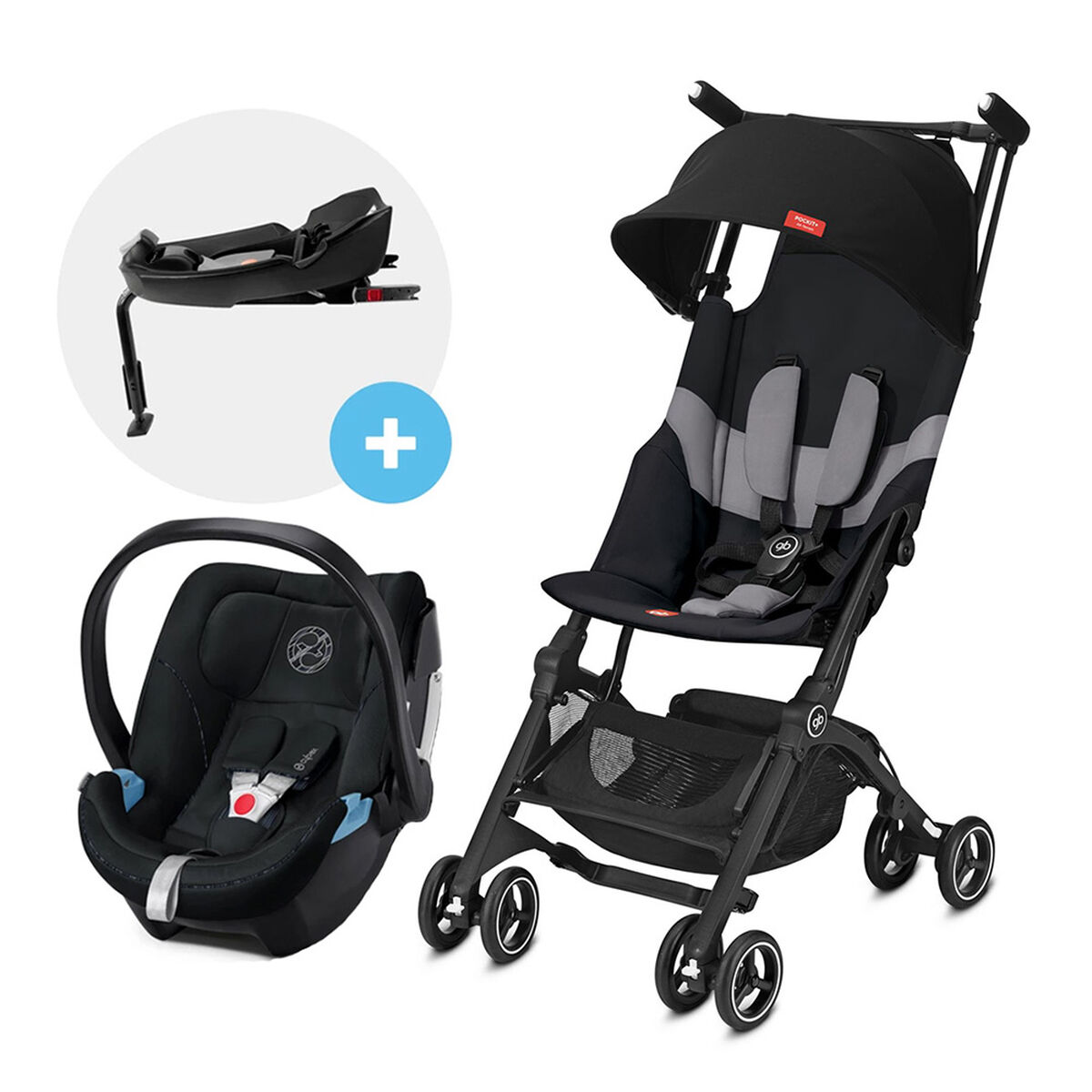 Coche Travel System Pockit AT + Silla Aton 5 + Base
