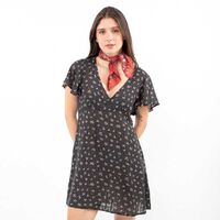 Vestido Corto Manga Corta Mujer Icono Negro-Prin