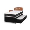 Cama Nido CIC 1,5 Plazas Superior 1 Plaza Inferior New Ortopedic Black + Respaldo + Velador New Gales