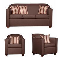 Juego de Living Ruzam Mobel Zafiro Sofá 3 Cuerpos + Dos Sillones 1 Cuerpo Lino Café