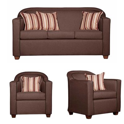 Imagen 1 del producto Juego de Living Ruzam Mobel Zafiro Sofá 3 Cuerpos + Dos Sillones 1 Cuerpo Lino Café