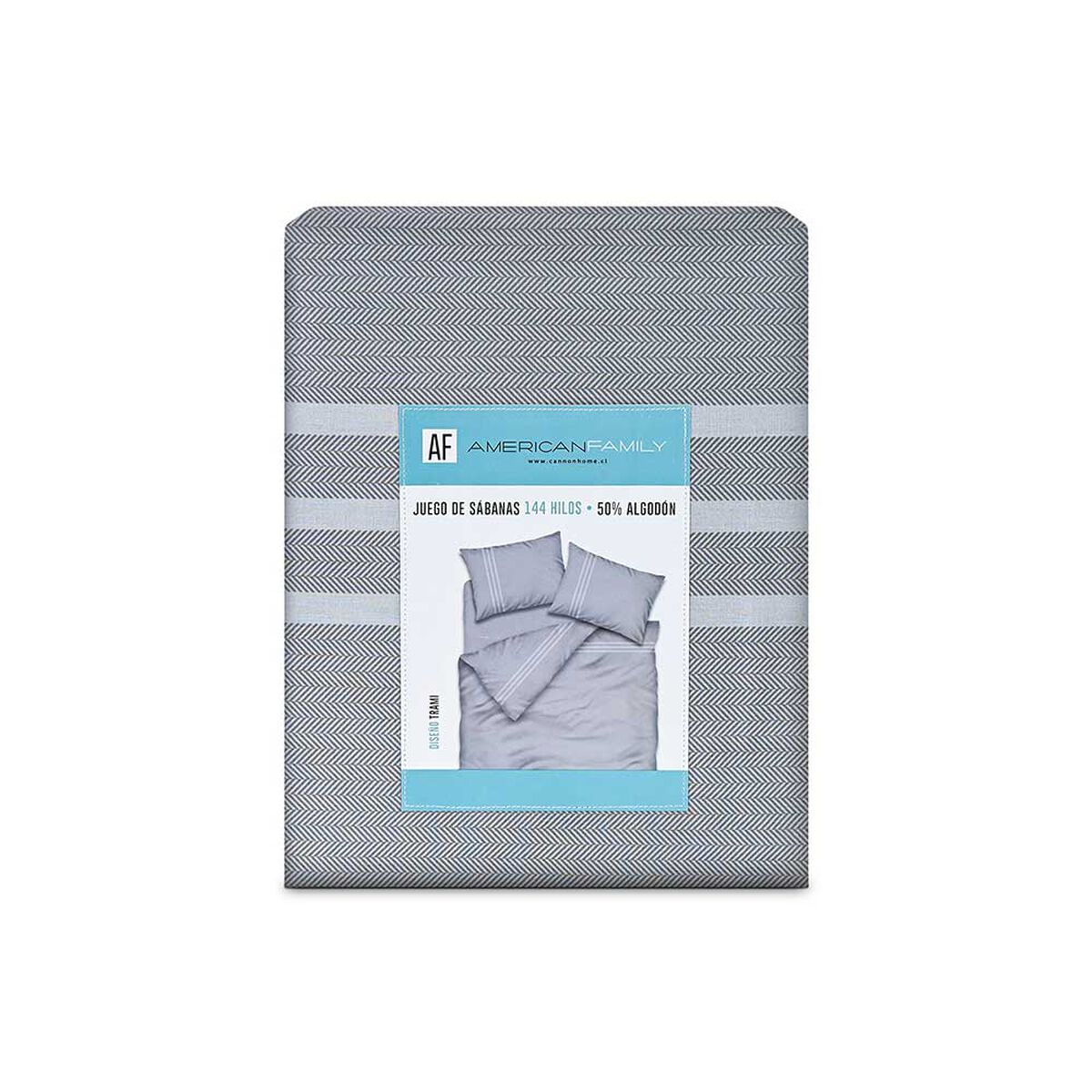 Juego de S&aacute;banas American Family 1 Plaza Trami 144 Hilos Gris