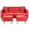 Juego de Living Bodevir New Retro PU 12 Sof&aacute; 3 Cuerpos + Dos Pouf 1 Cuerpo Rojo&nbsp;