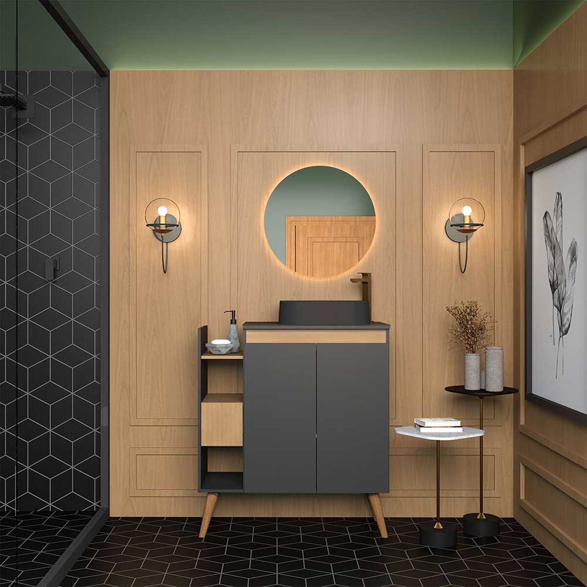 Vanitorio + Lavamanos Vekkahome Lotus 80 Negro