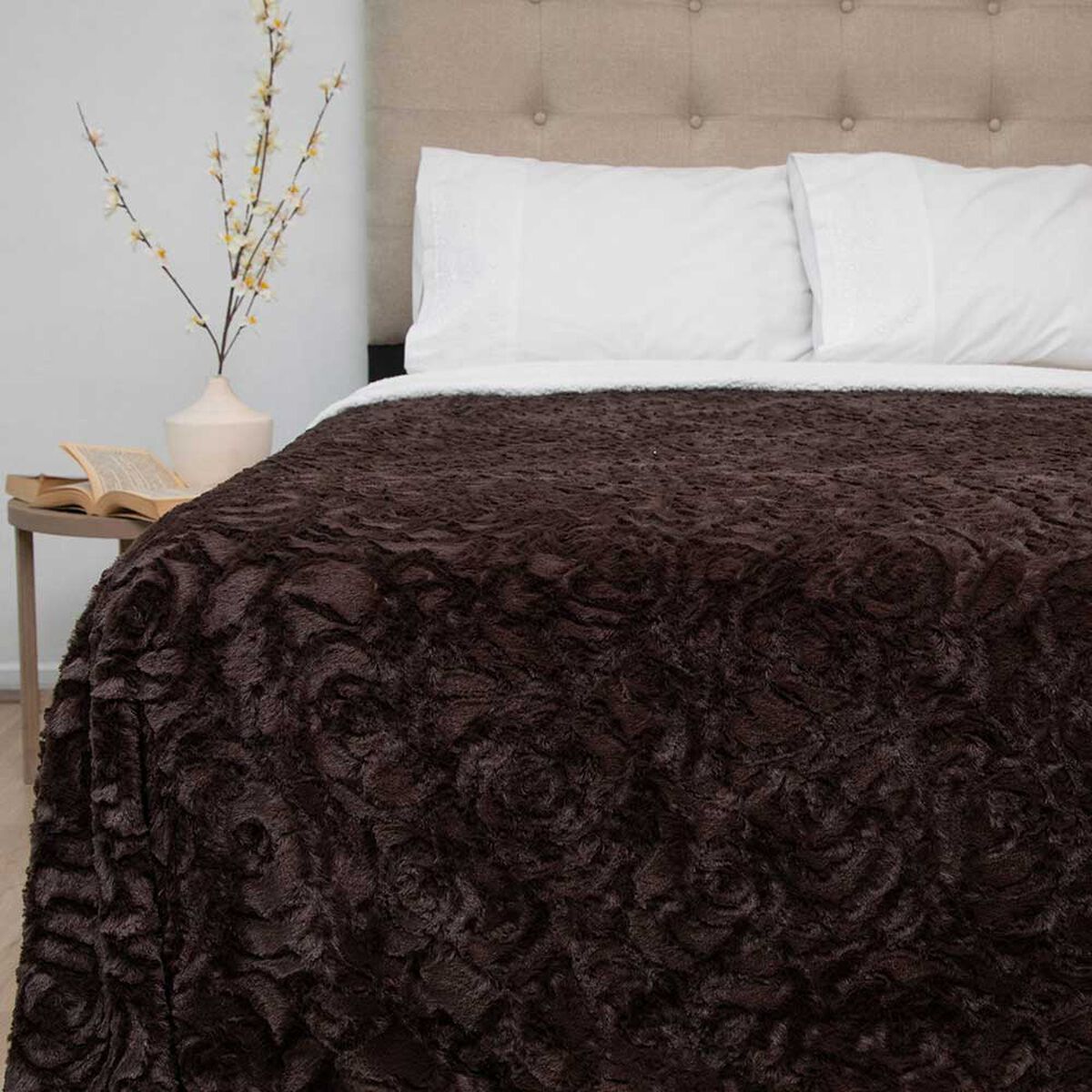 Frazada Poliéster Doral King Deluxe Café Oscuro