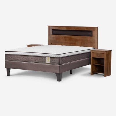 Imagen 2 del producto Cama Europea Rosen 2 Plazas New Style 4 Plus + Respaldo + 2 Veladores Ferrarra