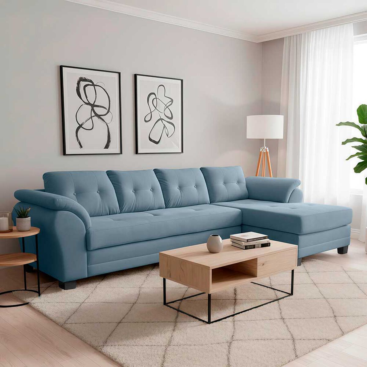 Sof&aacute; Seccional Living Factory Boston 5 Cuerpos Gris