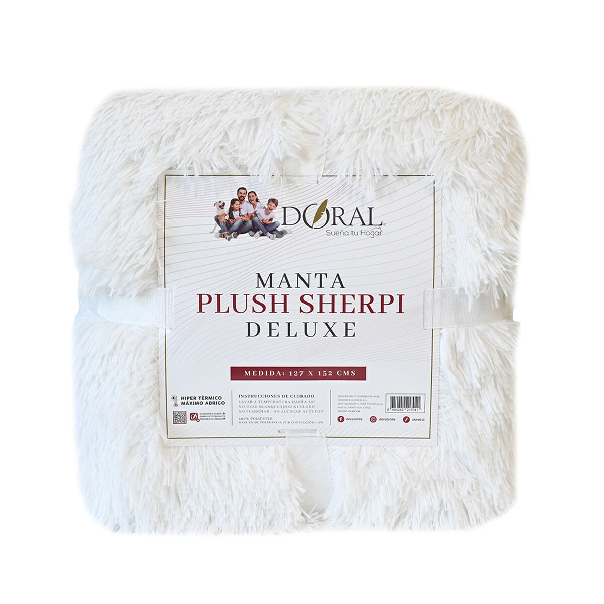 Manta Plush Sherpi Deluxe 127X152 Blanco