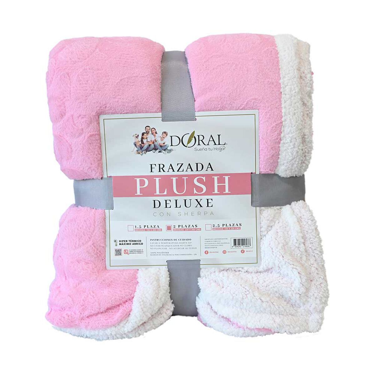 Frazada Poliéster Doral 2 Plazas Deluxe Rosado