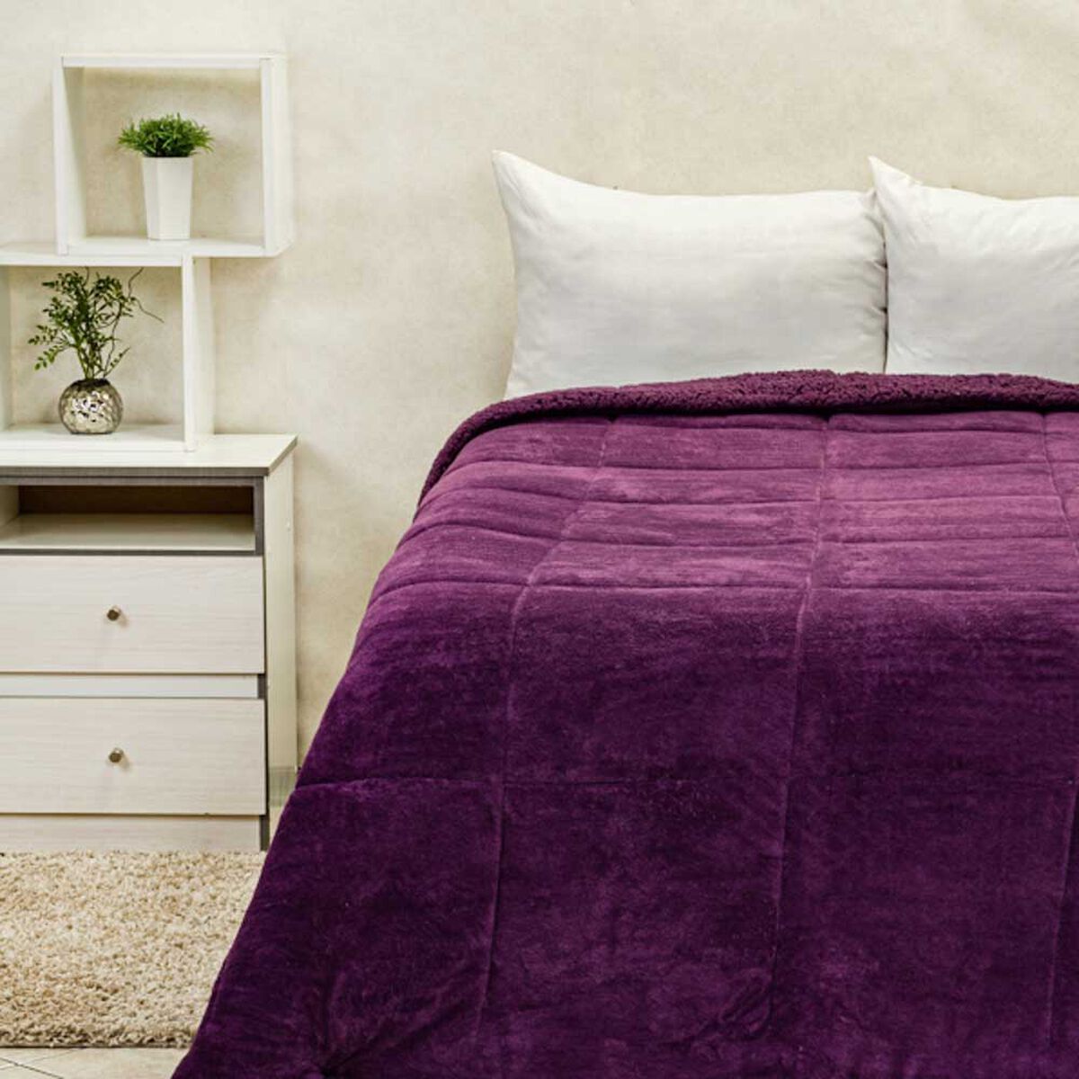 Plumón Coral Sherpa Casanova 1,5 Plazas Liso Violeta