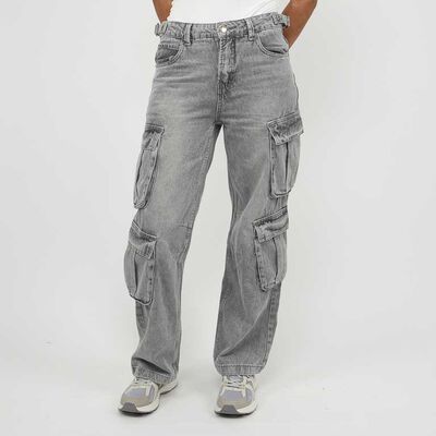 Jeans Cintura Ajustable Wide Leg Mujer Icono