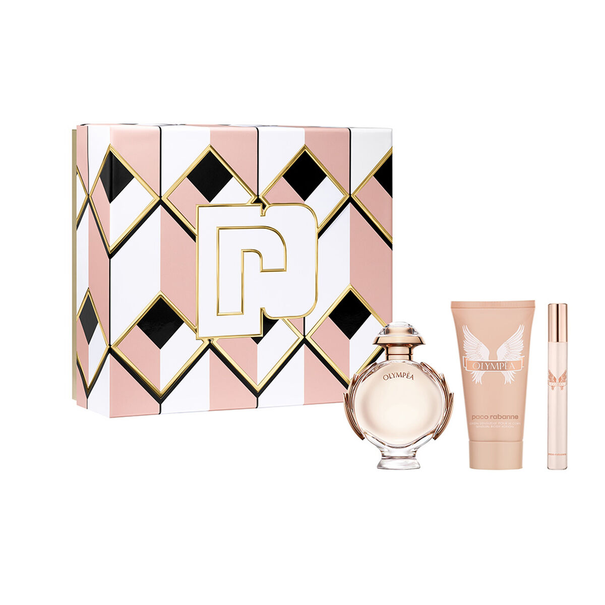 Set de Perfume Paco Rabanne Olympéa Aqua EDP 50 ml + Body Lotion 75 + Miniatura