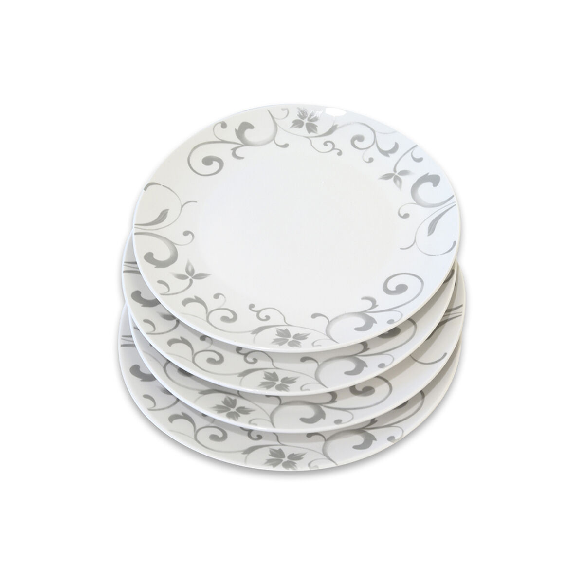 Set Platos Pan Doral Flor 4 Piezas Gris